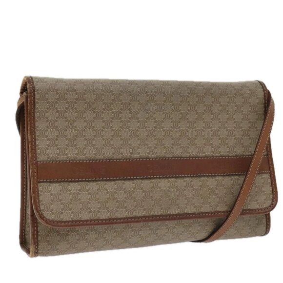 CELINE Macadam Canvas Shoulder Bag Beige Auth 93248 - Picture 1 of 16